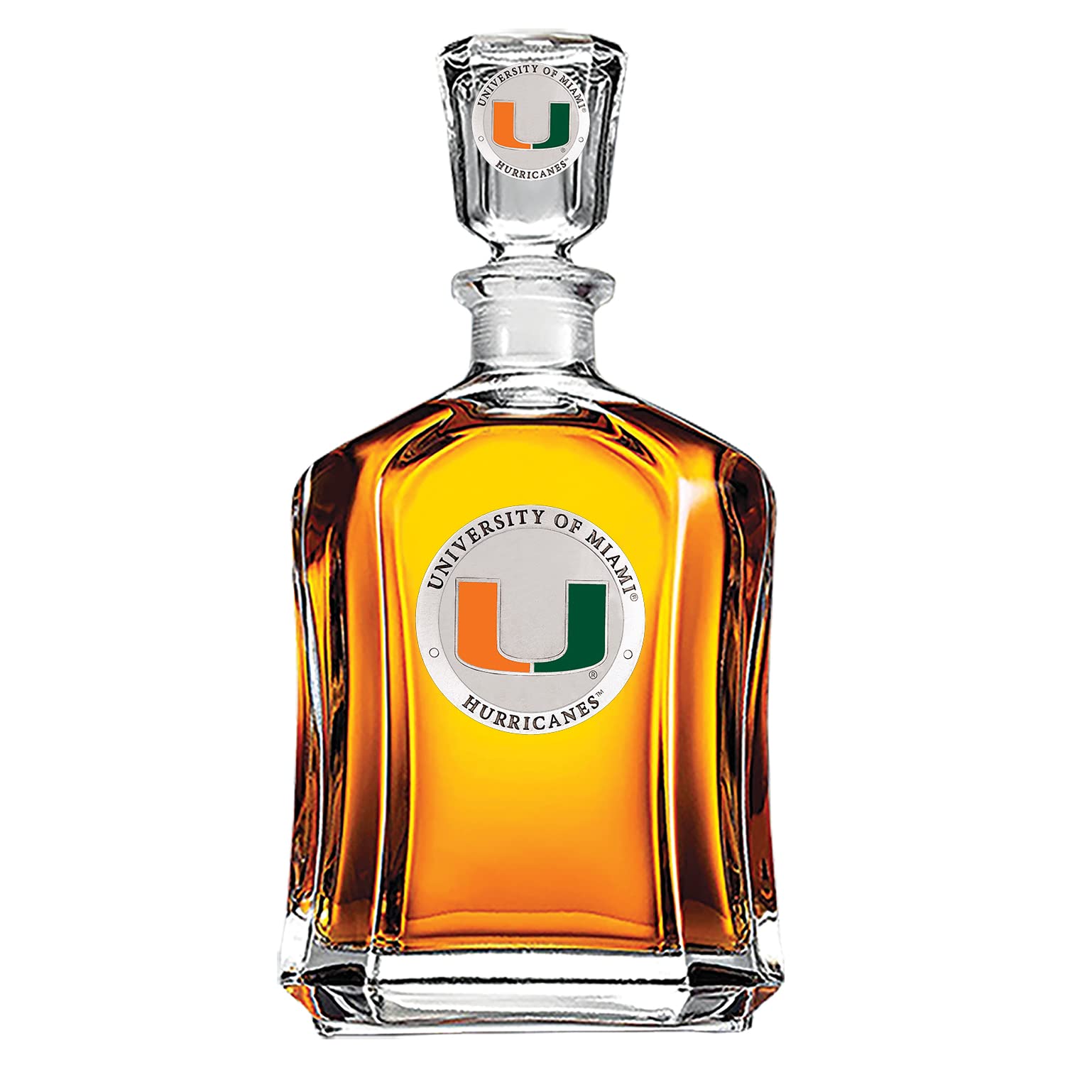 Heritage Pewter Miami Capitol Decanter | 24 OZ Whiskey Decanter for Liquor with Airtight Stopper | Expertly Crafted Pewter Glass