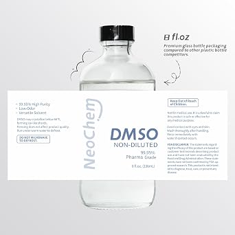 DMSO Liquid 99.95% Pure, 8 oz, Low Odor, Premium Glass Bottle
