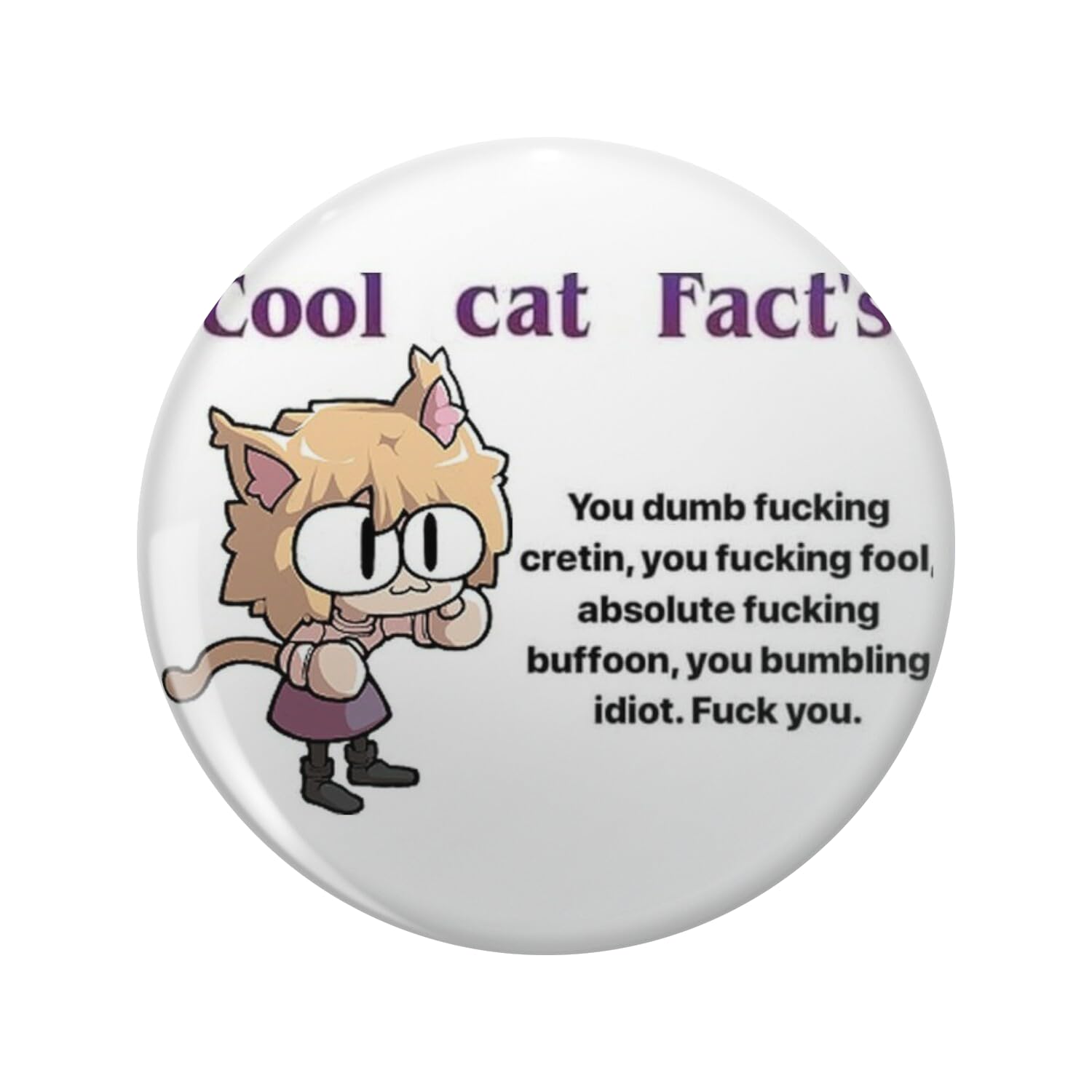 Neco Arc Cool Cat Facts Keychain Stainless Steel with Ring