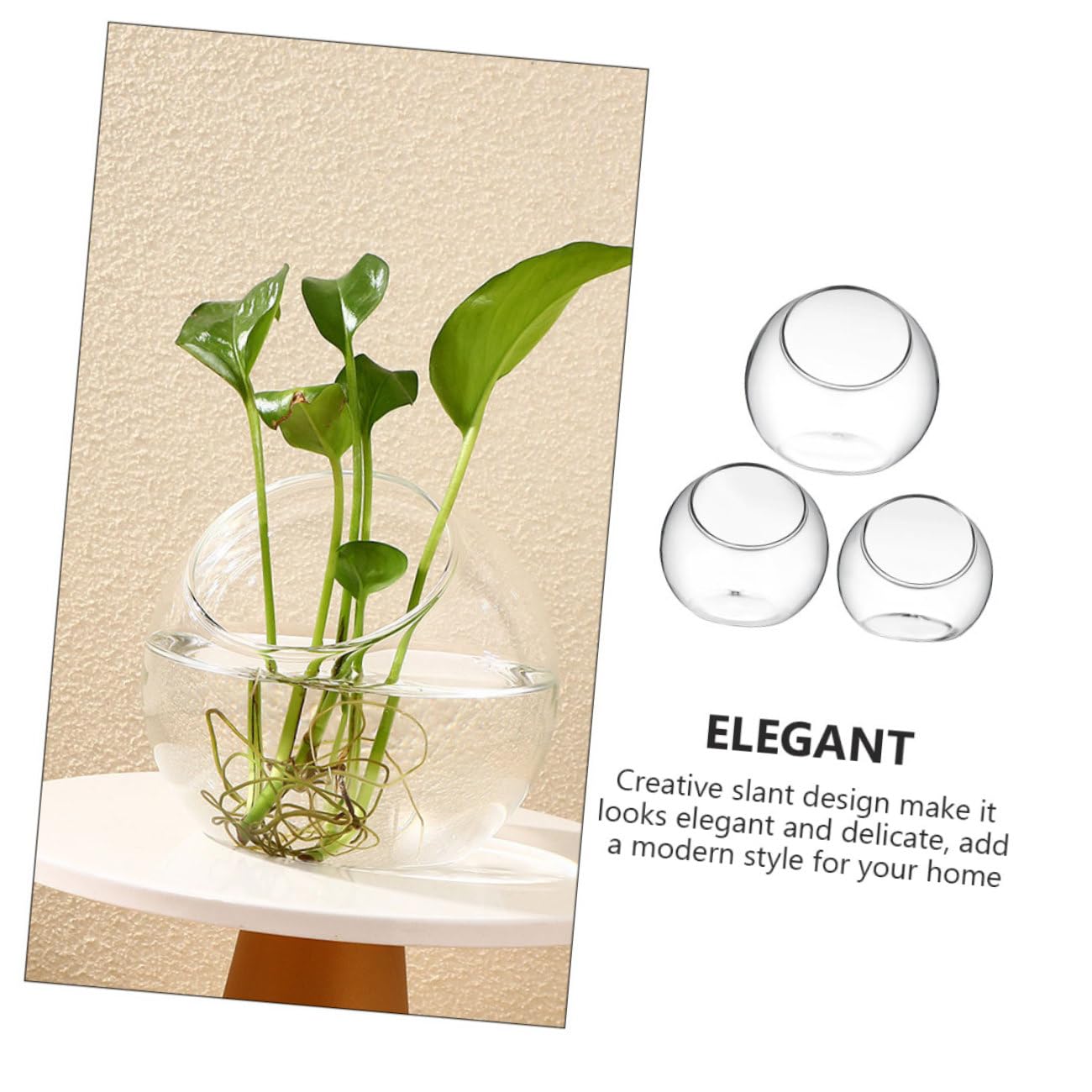 Lurrose Set da 3 Terrari in Vetro Trasparente 10-13,5 Cm per Piante Succulente da Tavolo, Bottiglie Ecologiche per Micro Paesaggi Fai da Te, Fioriere Compatte per Decorazioni Casa,