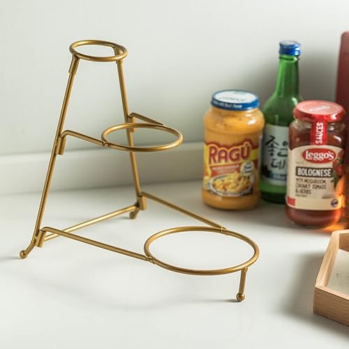 Miniatura 7 de YHOSSEUN Soporte ovalado de 3 niveles para servir con estante de metal, bandeja atada para servir alimentos, aperitivo de postre, cuenco de servir