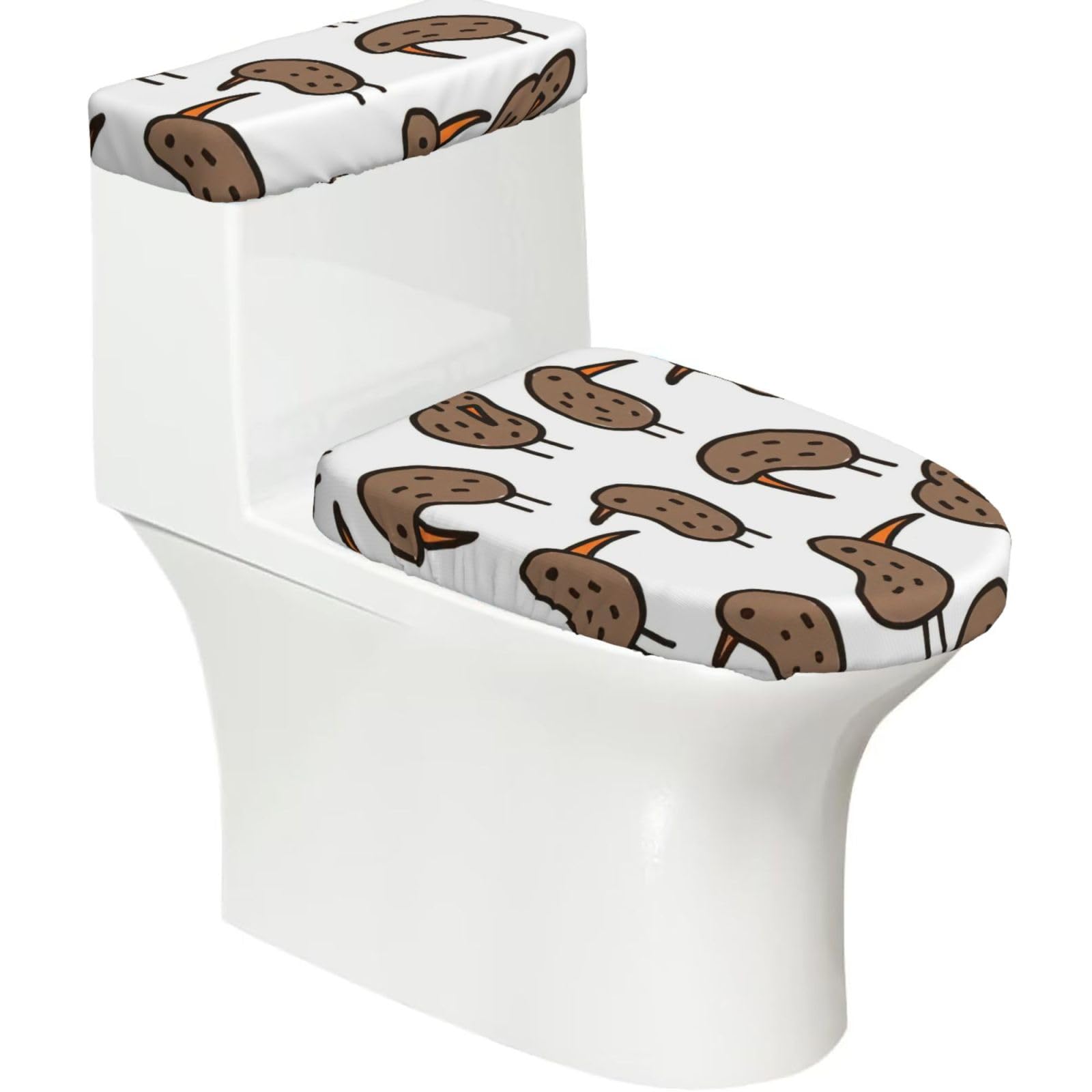 Kiwi Bird Cute Print Bathroom Decor Toilet Lid Cover And Tank Covers, Restroom Accessories Fits Most Round
