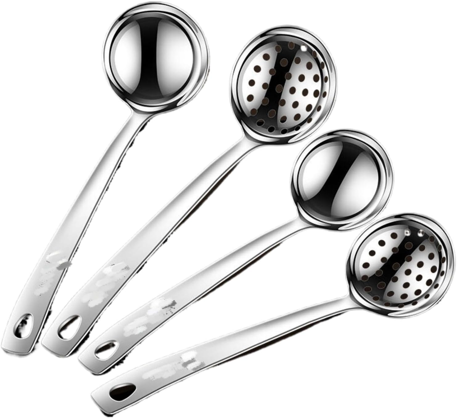 316不锈钢汤勺家用勺子 Stainless Steel Long handled soup spoons，Spoons,Meal spoon 长柄火锅漏勺火锅勺套装喝汤大号盛汤防烫(1piece) Household Cleaning，Kitchen Storage Essentials