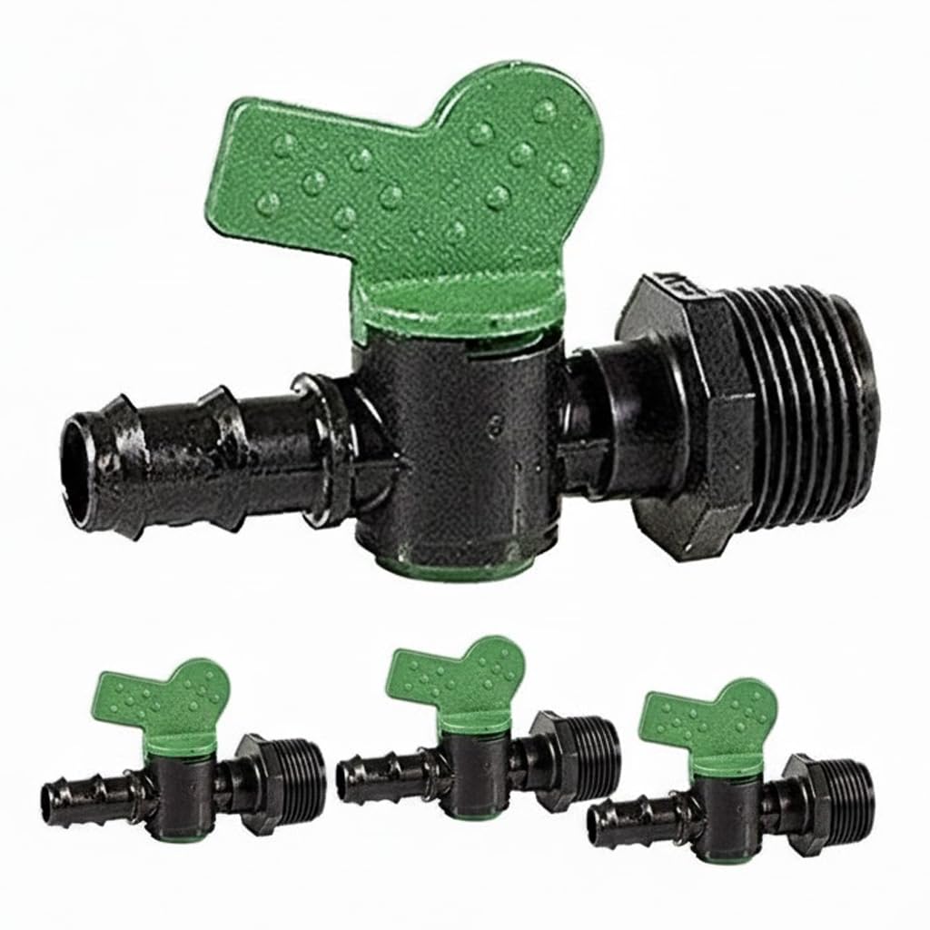 Suinag Pack 50 Valvole di Arresto per Irrigazione a Goccia 16mm x 1/2'' | Valvola di Passaggio per Sistema di Irrigazione a Goccia, Raccordo Rapido, Resistente, nero