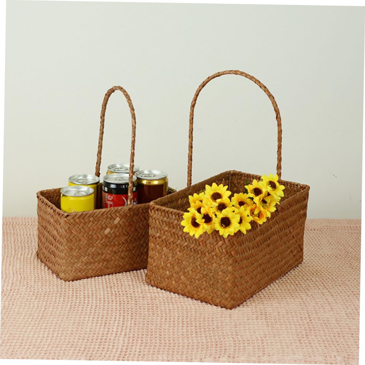 Orange Wicker Flower Basket for Weddings and Festivals Portable image 3