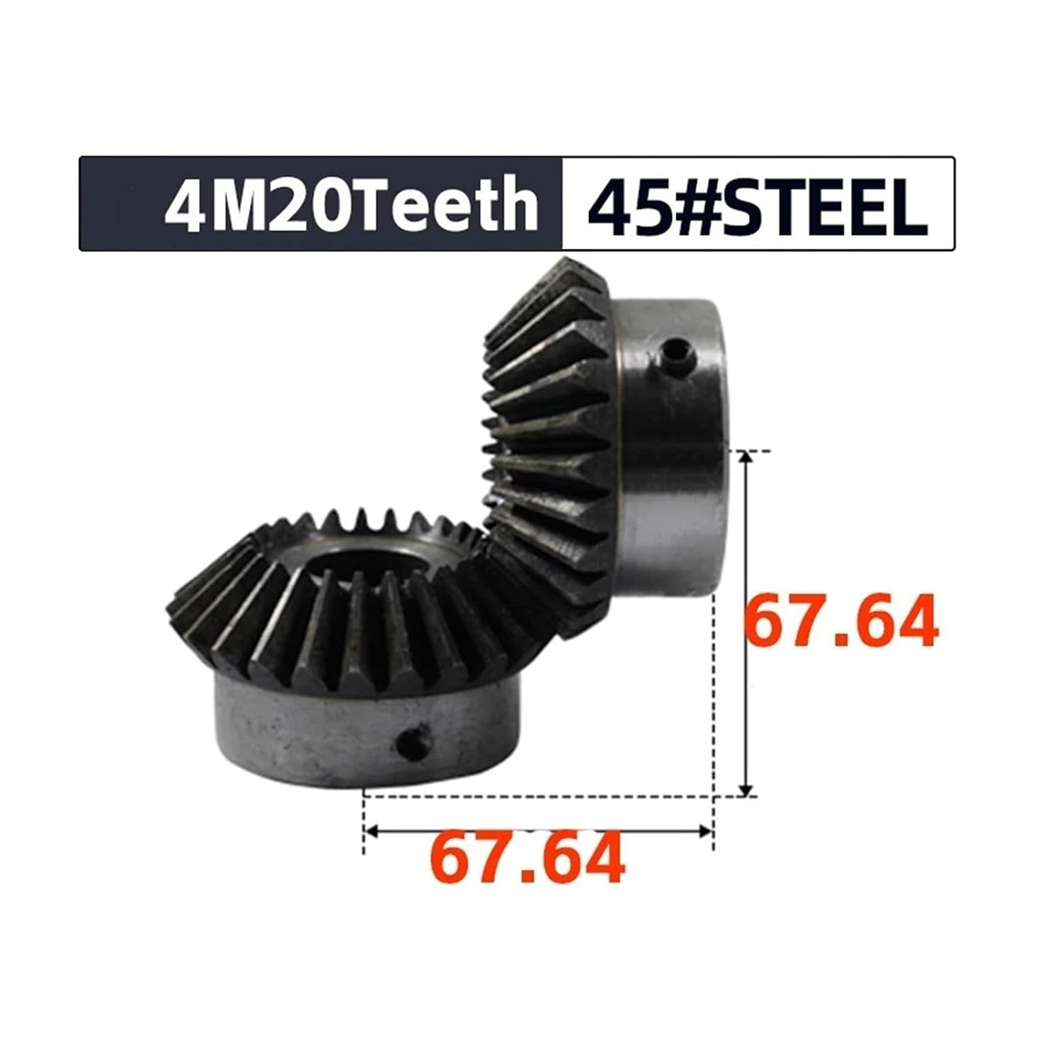 Bevel Gear 4M20 Tooth Inner Hole 20/22/24/25/28/30/32/35/40 mm Gear 90 Degree Meshing Angle Steel Gear Screw Hole M5(28mm Keyway 8mm)