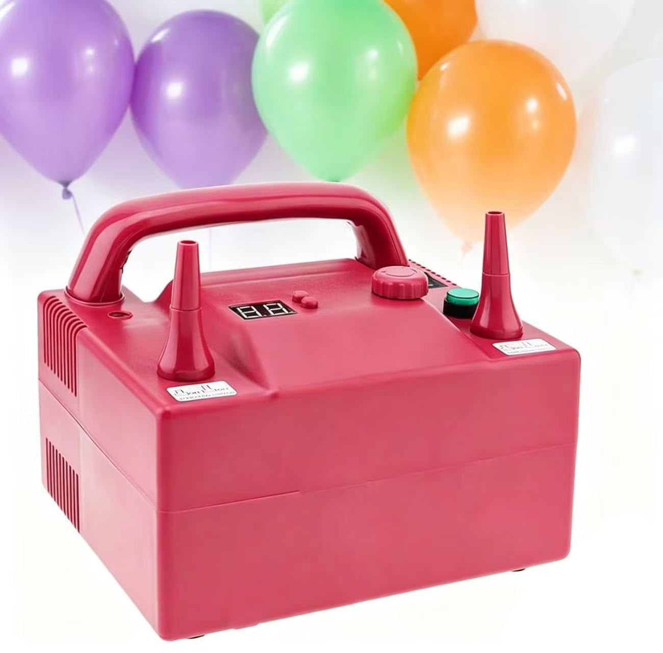 Bomba sopladora de Globos eléctrica, inflador de Globos portátil de Doble Boquilla con función de Ajuste de sincronización y Velocidad del Viento, for Apertura de Fiesta de cumpleaños de Boda
