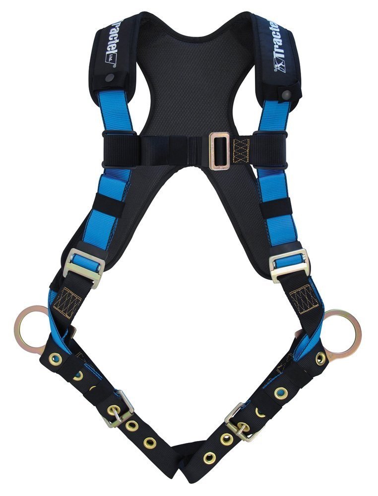 Tractel AB742S/XT Harness with TracX Pad, Side-Positioning Dorsal D-Ring Tongue and Buckle Legs, Blue/Black, Small