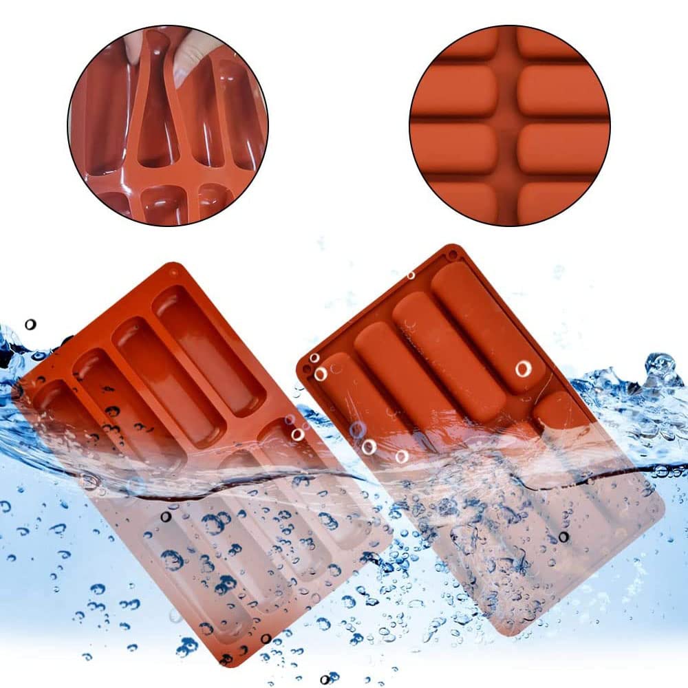 Qanye 2 Pezzi Strisce Lunghe Stampi, Stampi Rettangolari in Silicone, Teglie per Pane in Silicone, Stampo in Silicone, per Barrette Energetiche, Muesli, Praline, Torte, Pane, Stampi da Forno