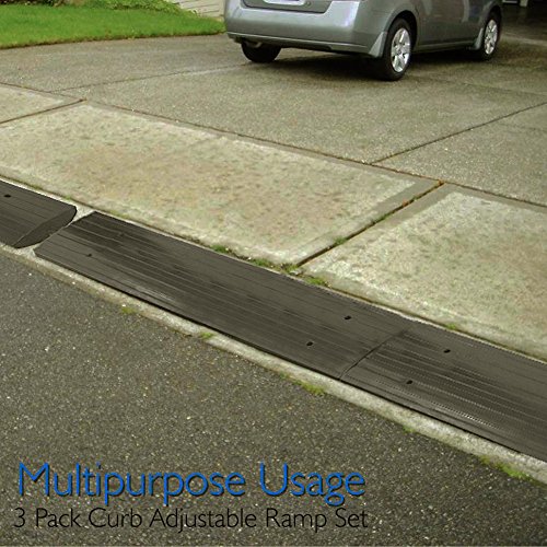 image for Pyle Car Driveway Curbside Bridge Ramp - Heavy Duty Rubber Threshold C