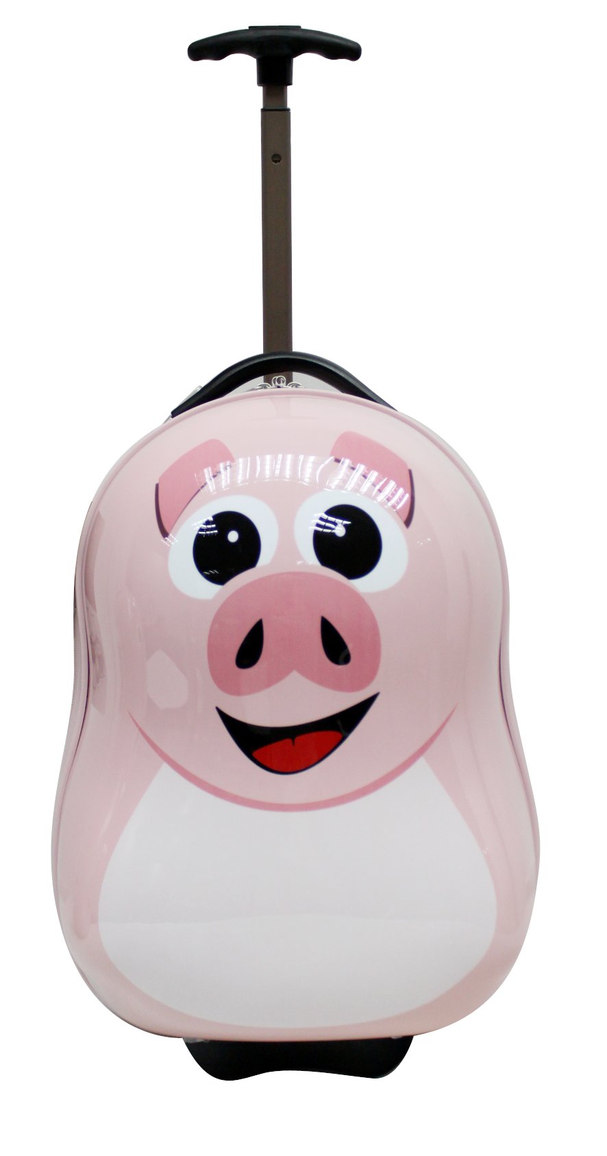 CUTIES AND PALS KIDS BOY GIRL 17" CARRY-ON TROLLEY ROLLING LUGGAGE + 13" SCHOOL BOOK BACKPACK - PINK PIG