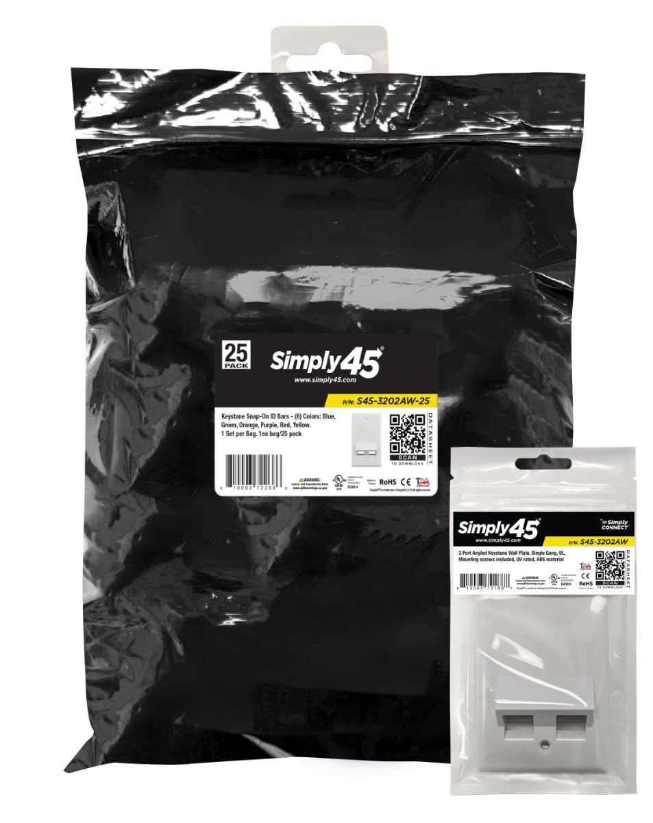 Simply45 2-Port Angled Keystone Wall Plate - White, Standard