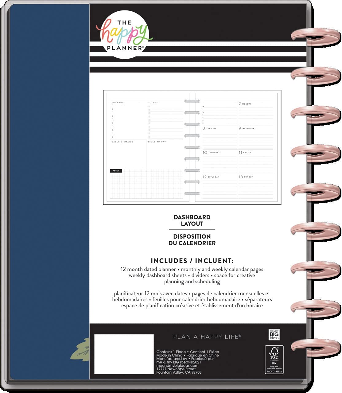 Amazon.com : The Happy Planner Daily 12 Month Planner – January 2022 –  December 2022 – Daily, Weekly & Monthly Disc-Bound Pages – Dashboard Layout  – Beauty All Around Theme – Classic Planner 9.75” x 7.5” : Office Products