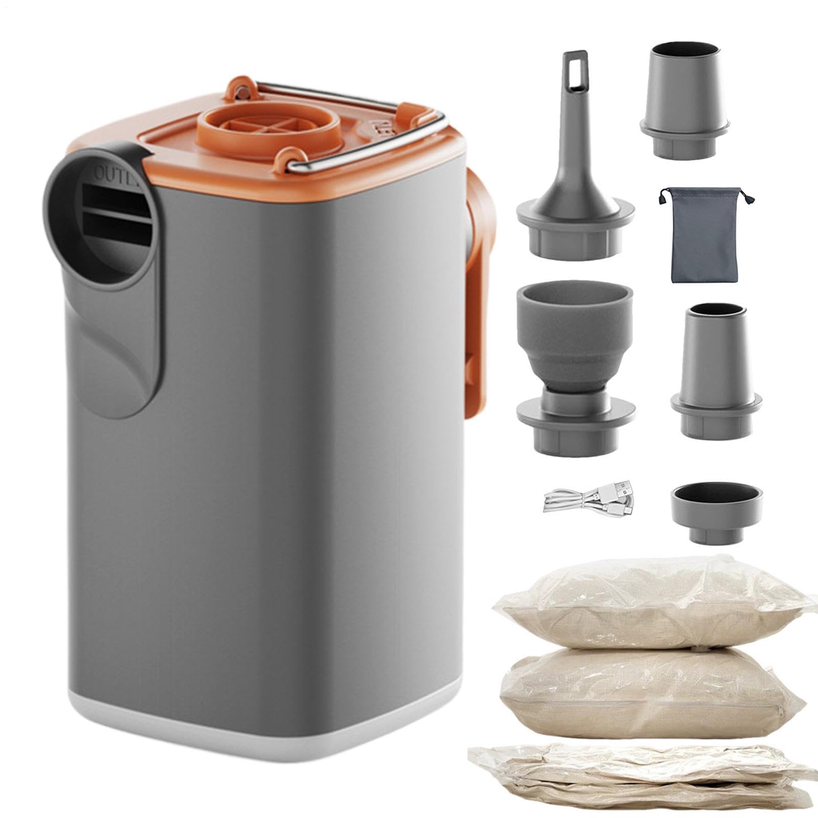 Small Air Pump Portable Electric Inflator with Camping Light and 5 Nozzles