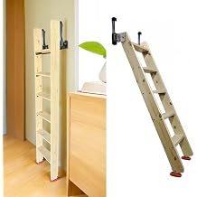 Wooden Anti Slip Bed Ladder, Escape Stairs, High Capacity Wall Mounted Loft Escape Ladder, Safety Handrail Ladder, Adults, Seniors, Children, 5 Step 150 cm 59"