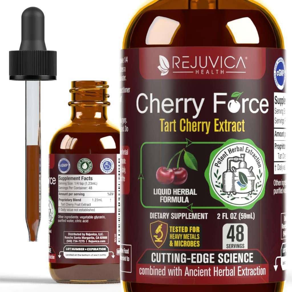 Cherry Force - Advanced Tart Cherry Extract - Real Tart Cherries - Rich in Antioxidants & Phytonutrients - Liquid Extract for Better Absorption