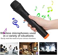 Vista 2 de Micrófono VHF, plástico ABS negro, sistema de micrófono de mano universal profesional, micrófono de recepción USB para cantar karaoke, discurso