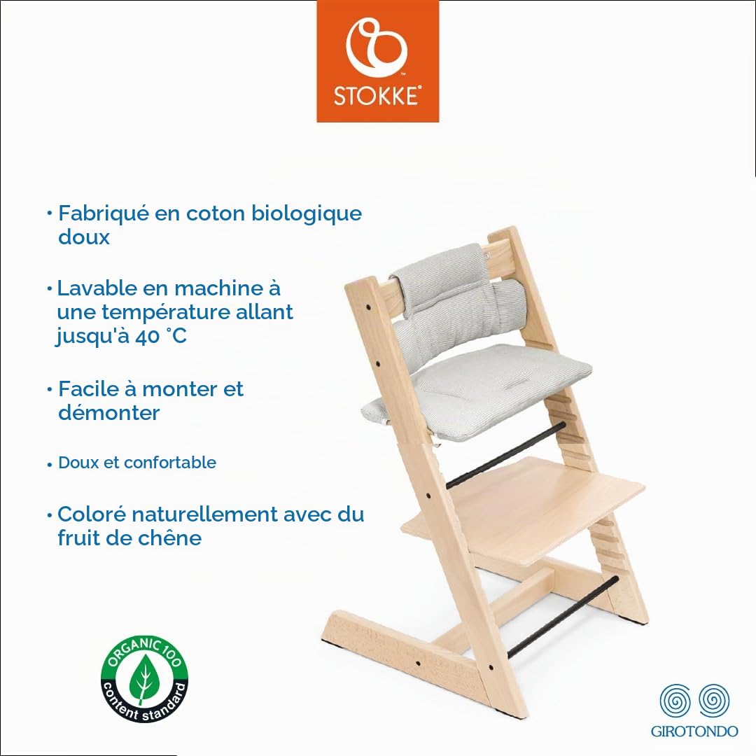 Coussin chaise haute Tripp Trapp coton bio Nordic Grey - Stokke