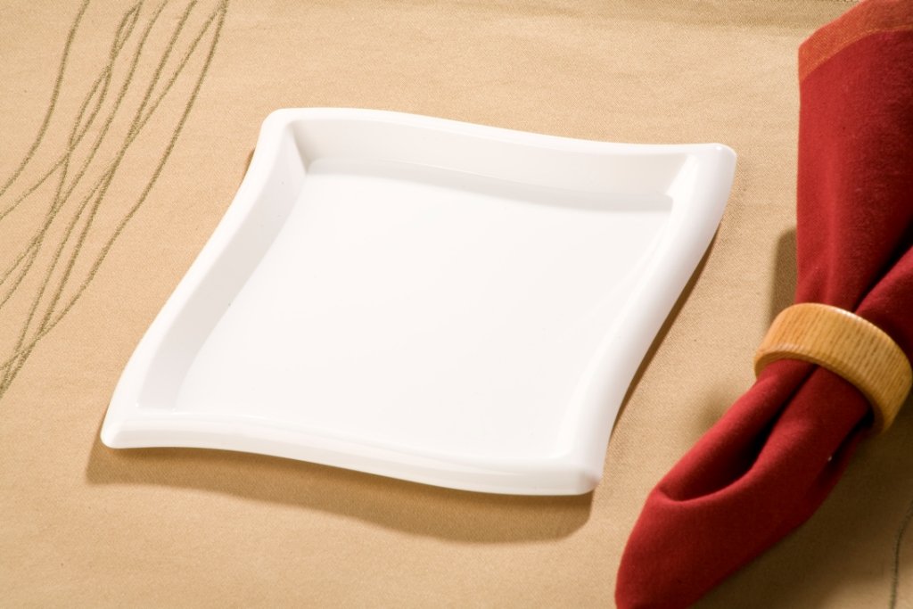 EMI Yoshi Koyal Square Waves Salad Plates, 6.5-Inch, White, Set of 120