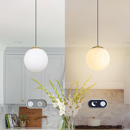 Miniatura 7 de KoKo&Yukina Mini lámpara colgante de globo moderna de 6 pulgadas, cristal ópalo con acabado de latón, lámpara colgante ajustable de mediados de