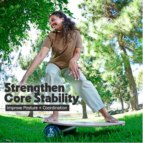 Image of The Original Indo Board - Balance Board Trainer for Core Strength, Stability & Athletic Performance - Surfing, Skateboarding, Snowboarding, Yoga, Physical Therapy & More. Includes Board and Roller.