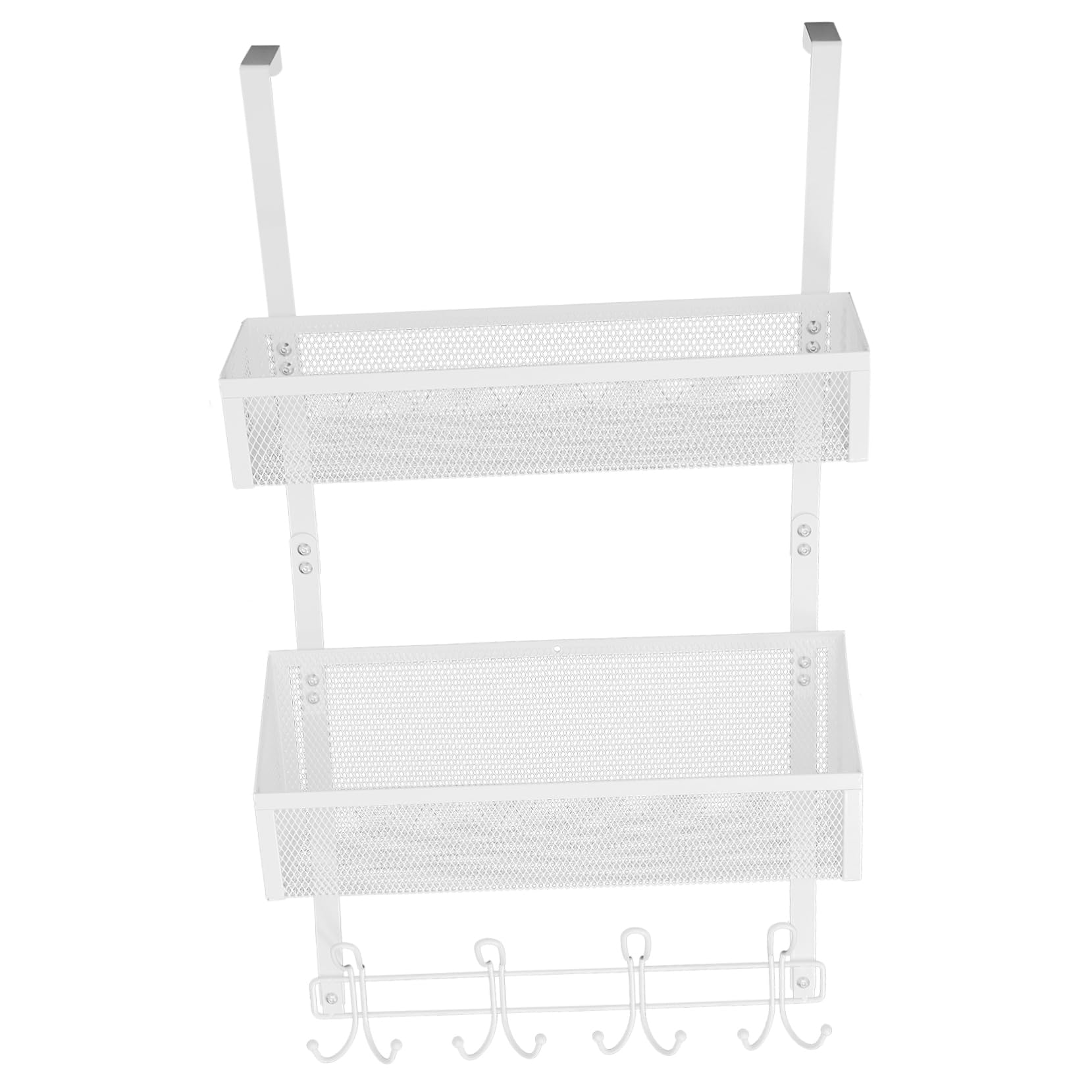 VILLFUL Hanging Basket Behind The Door Storage Shelf Hangers Storage Racks Clothes Rack Closet Racks for Hanging Clothes Hook Clothes Hanging Rack Clothes Hanger Storage Shelves White Iron