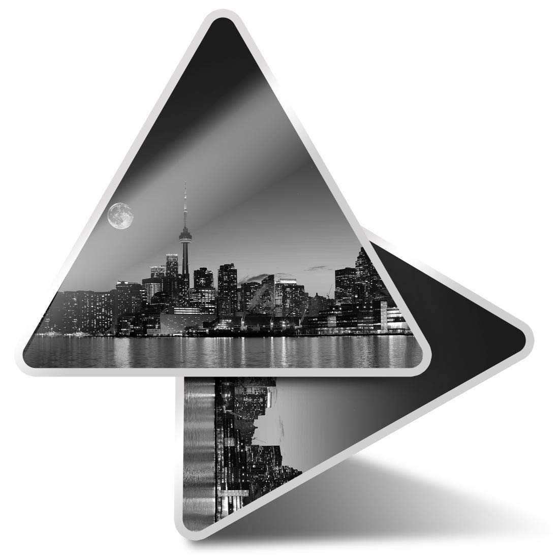 Destination Vinyl Ltd Multi 2 X Triangle Stickers 10Cm - Bw - Toronto Canada City Landscape Laptop Tablet Luggage Scrapbook #35506