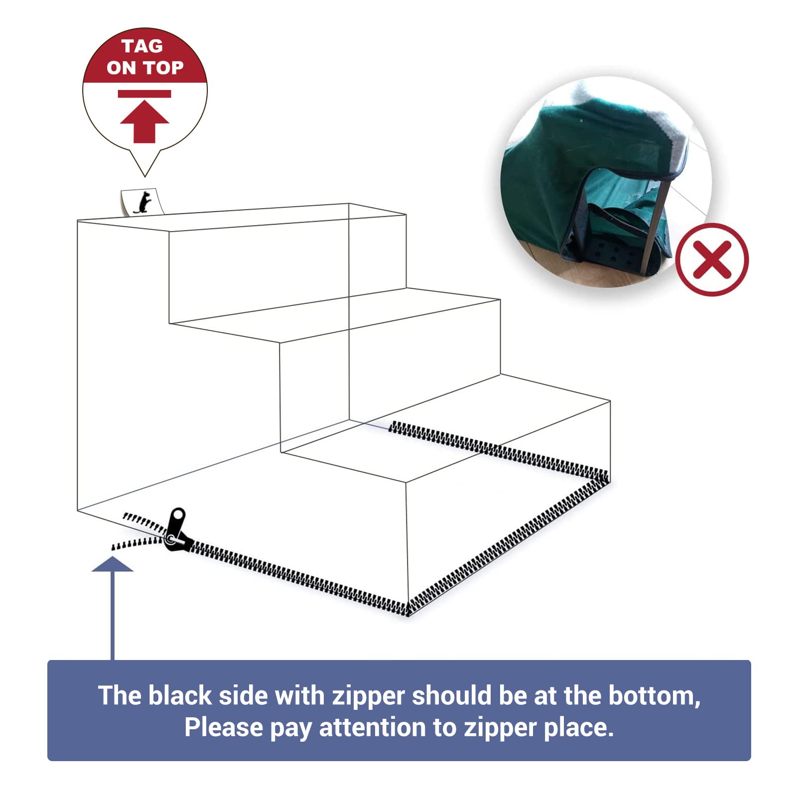 NAMSAN Pet Steps 3-Step High Assemble Stairs Small-Medium Dog Cat Ramp Non-Slip Dog Ladder for Bed Sofa