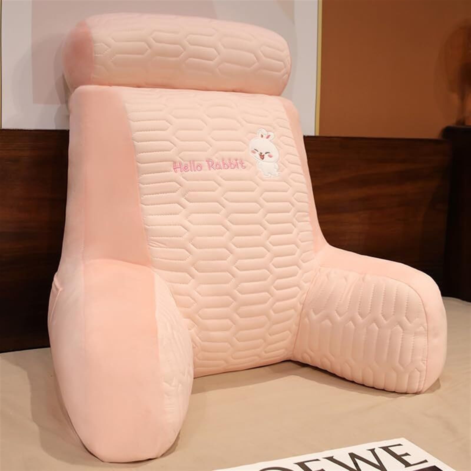 MYXJX back support cushion, Large Backrest Waist Pillows Triangle Reading Relax Sofa Support can Removed and Washed(Rabbit,60 * 50CM)