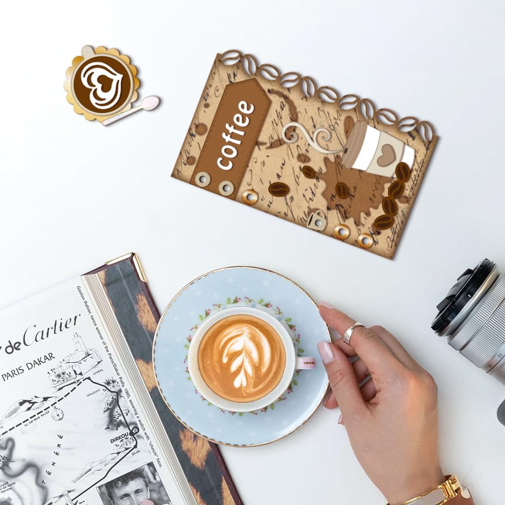GLOBLELAND Coffee Page Cutting Dies for Card Making Album Inside Page Metal Die Cuts Cutting Dies Template DIY Scrapbooking Embossing Paper Album Craft Decor - Image 2