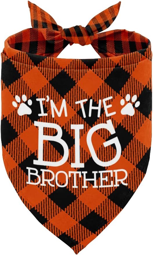 Miniatura 1 de Bandana para perro, pañuelo para perro con texto en inglés "I Am The Big Brother", bufanda para perro, impresión clásica a cuadros, accesorios para