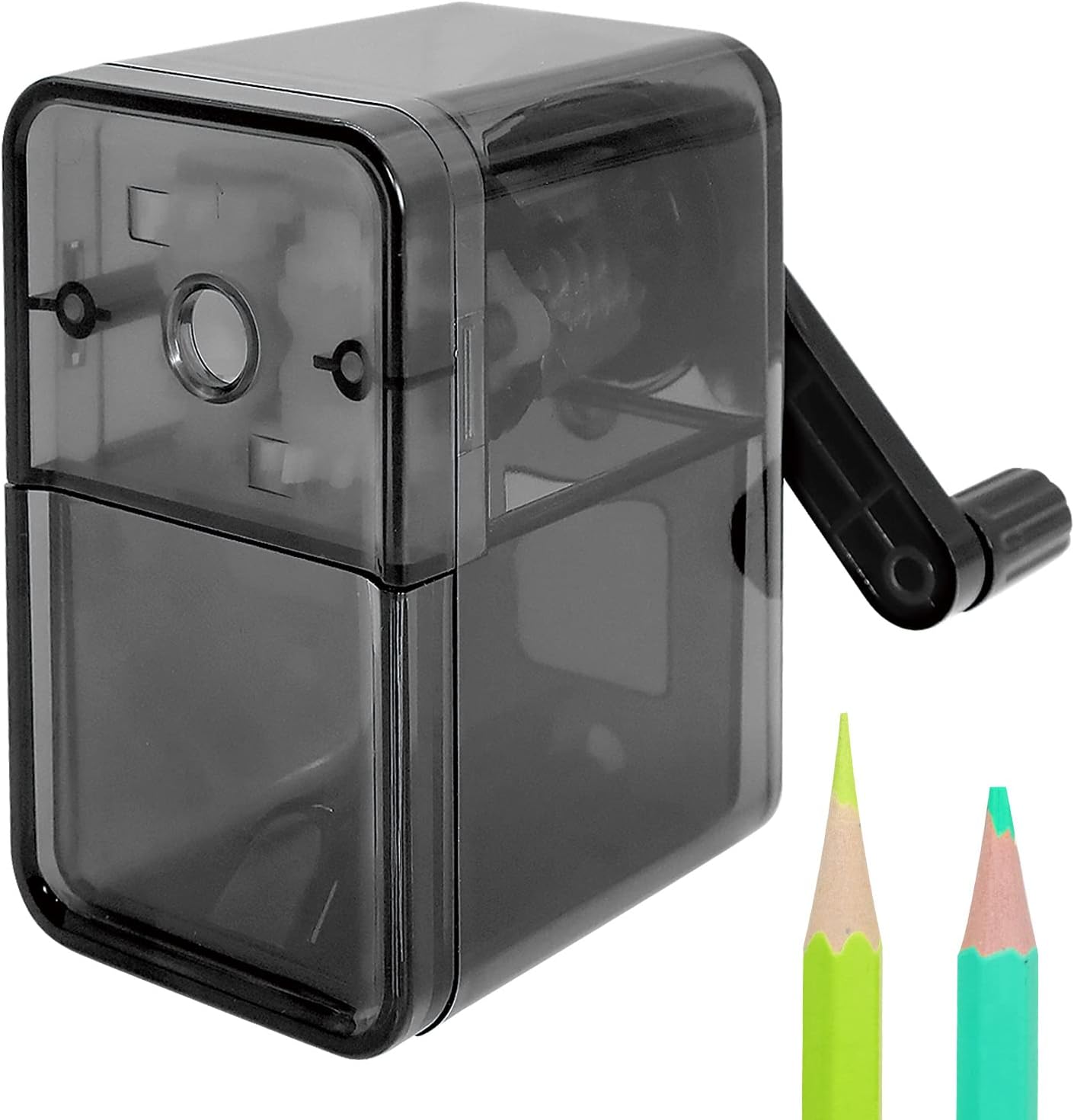 Sonuimy Manual Pencil Sharpeners for Colored Pencils, Auto-Stop Sharpener with Heavy Duty Blade,Hand Held Fast Sharpener for #2,HB,Colored Pencils School Classroom Home Office Artist Student-Black