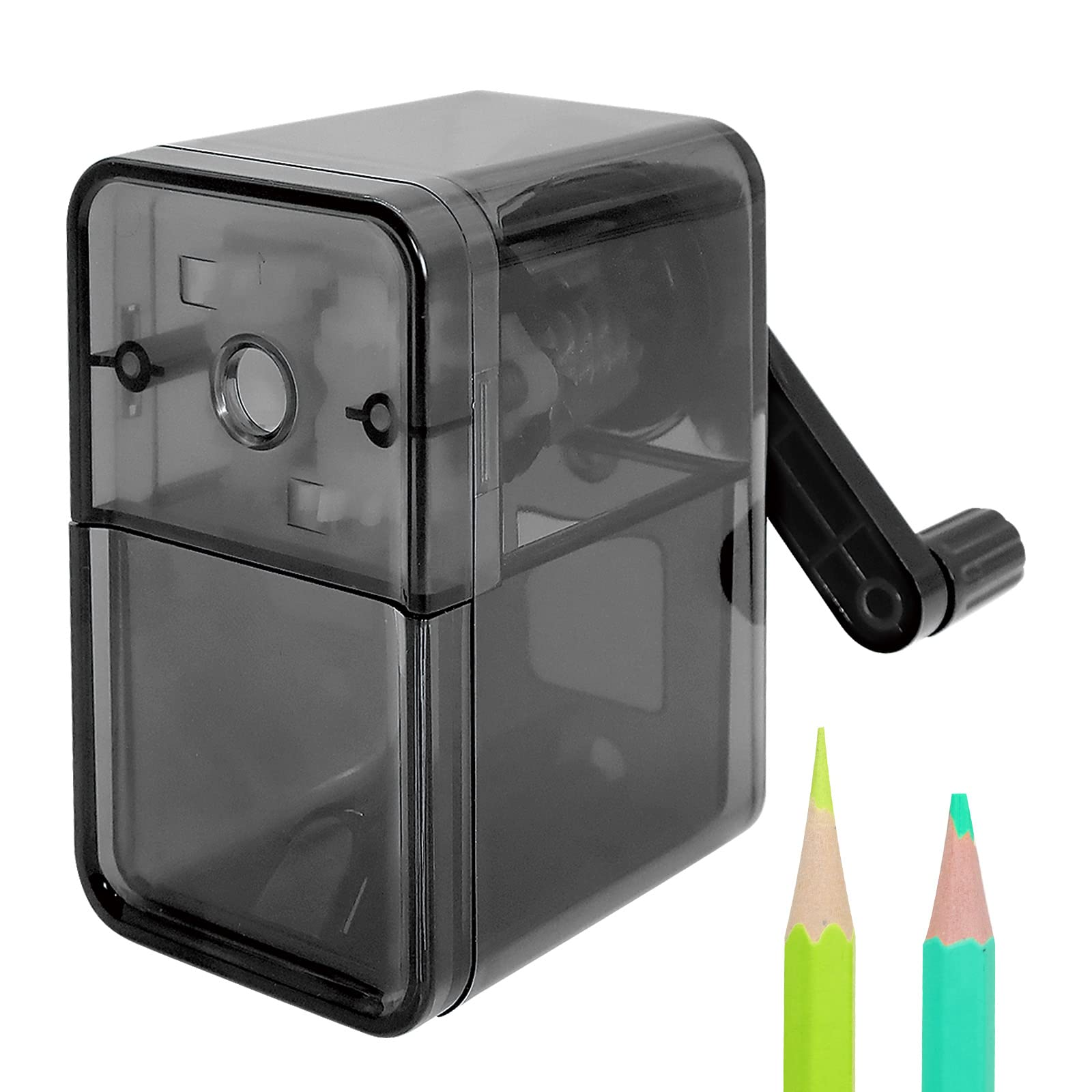 Sonuimy Manual Pencil Sharpeners for Colored Pencils, Auto-Stop Sharpener with Heavy Duty Blade,Hand Held Fast Sharpener for #2,HB,Colored Pencils School Classroom Home Office Artist Student-Black