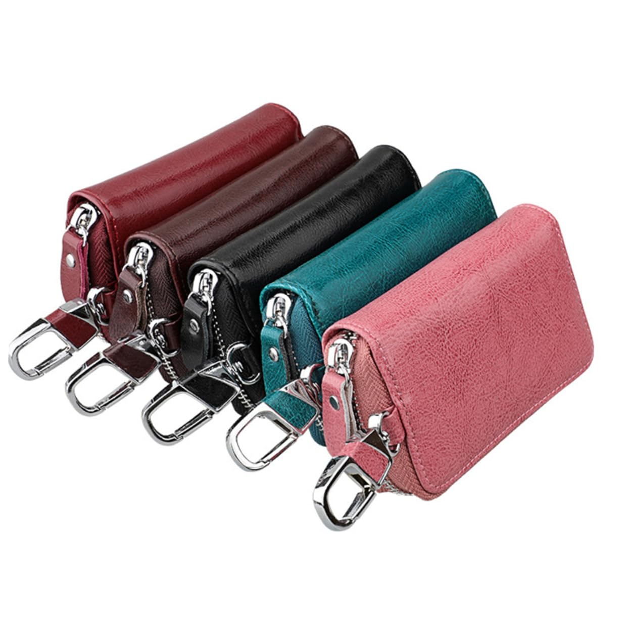 Gatuida 3piezas Bolso De Cintura De Cuero Multifuncional para Llaves De Coche Funda Cierre y Clip para Colgar Diseño Elegante y Duradero Protección contra Pérdidas y Rayones para