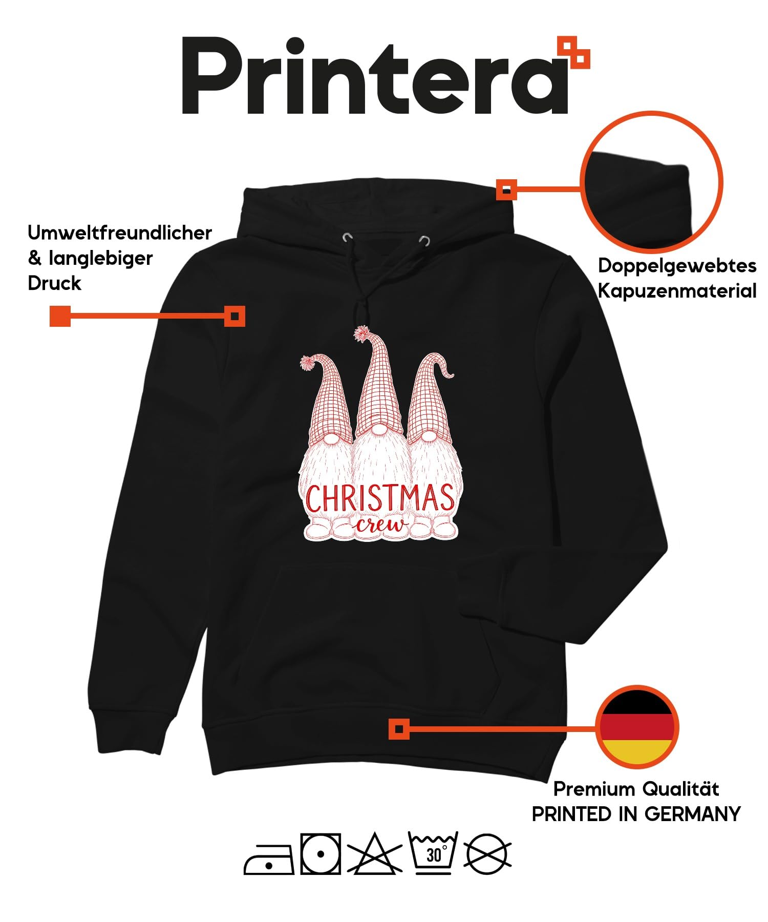 Christmas Crew Świąteczny Śliczny Skandynawski Retro Unisex Bluza z kapturem