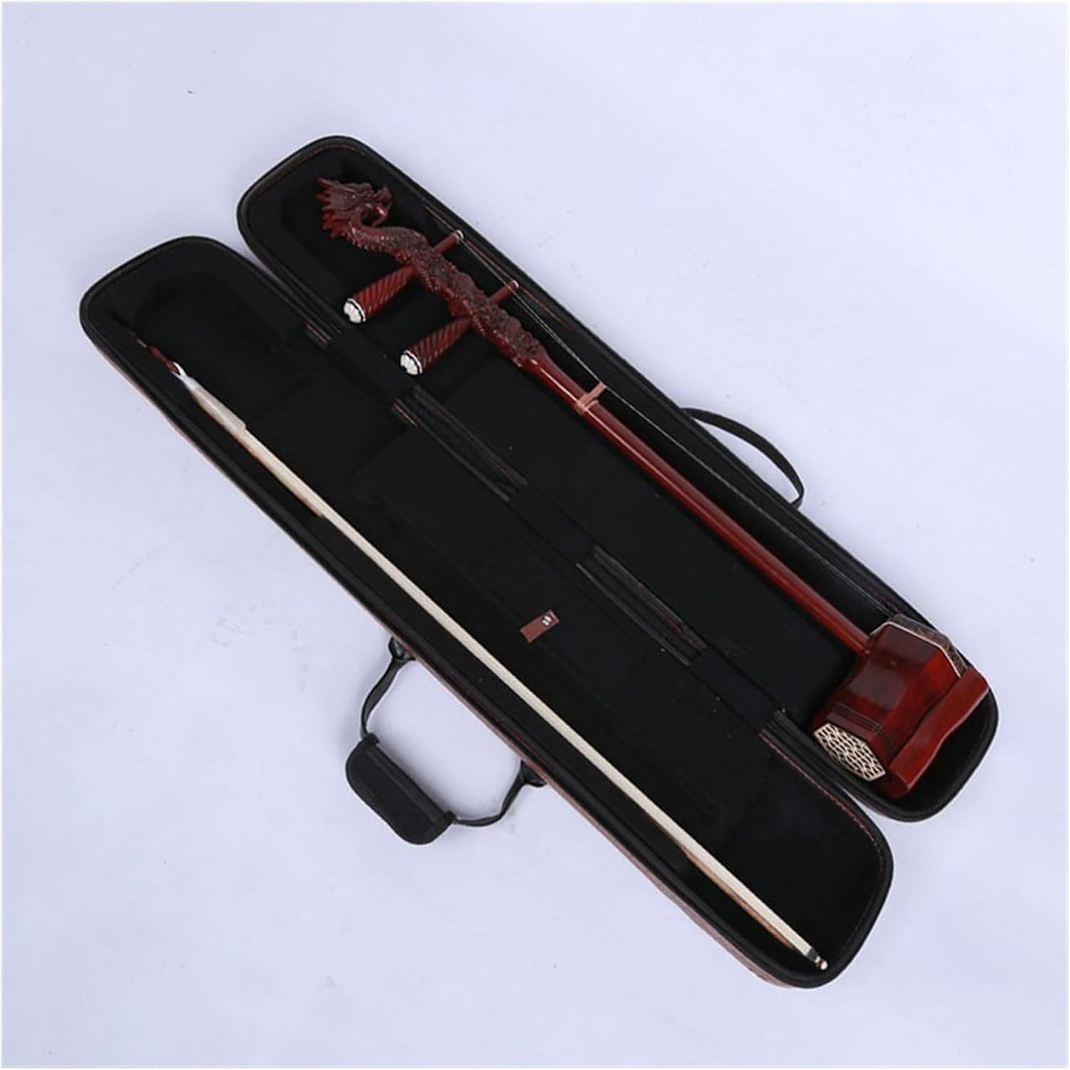 紫檀彫刻龍頭二胡中国民族古典演奏型二弦楽器 ケース付き 初心者二胡 特選