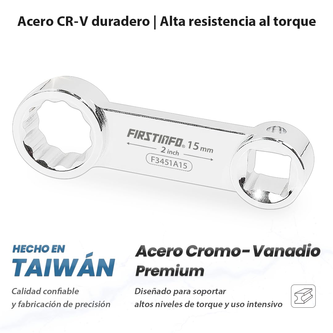 FIRSTINFO F3451A Juego de adaptadores de par métricos de 12 puntos con boca de estrella accionamiento de 3/8 pulgadas 10 piezas en acero cromo vanadio con bandeja de espuma EVA y estuche de transporte