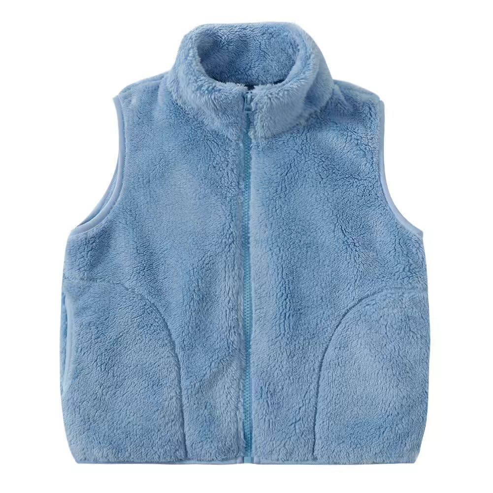 Girls Boys Zippered Vest Warm Soft Fleece Outerwear Jacket with Pockets 3-12 Years