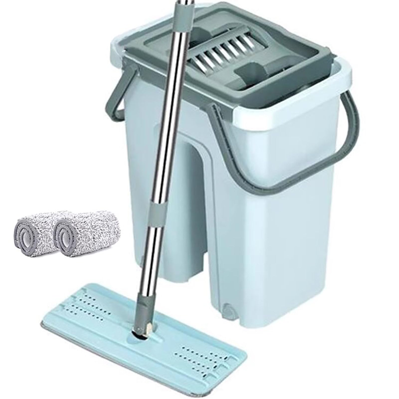 Recambio Fregona con Cabeza de Microfibra, Mopa Fregona Giratorio con Cubo Escurridor, Separar el Agua Sucia, Doble Uso Seco y Húmedo para Limpiar Azulejos, Paredes, Suelo, Ventanas, Coches,F