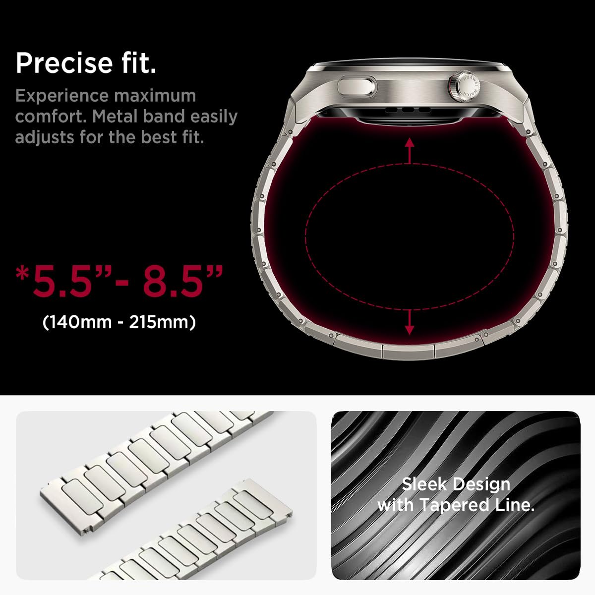 Miimall Armband Kompatibel mit HUAWEI Watch GT6/GT6 Pro/GT5/GT5 Pro/GT4/GT4 Pro/Watch Ultimate 46mm Armband, 22mm Titanstahl Verstellbares Ersatz Armbänder für HUAWEI WATCH6/5/4/3 Pro 46mm-Titanium