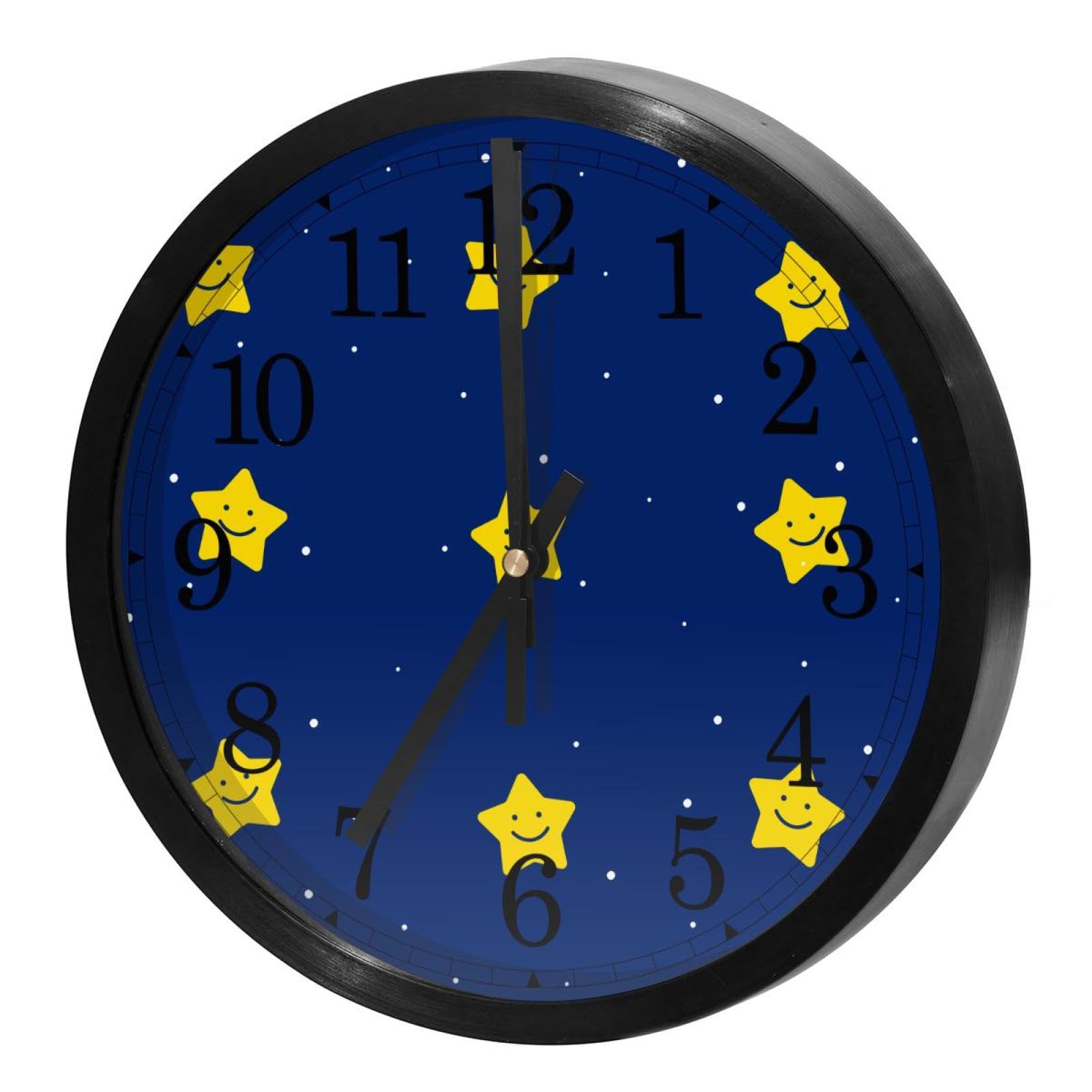 Horloge murale quartz silencieuse ronde à piles motif étoile