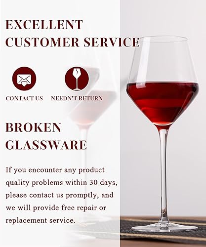 Miniatura 7 de Juego de copas de vino rojoblanco de 4 a 18 onzas, sin plomo, cristalinas, tallo, hechas a mano, tallo largo, aptas para lavavajillas
