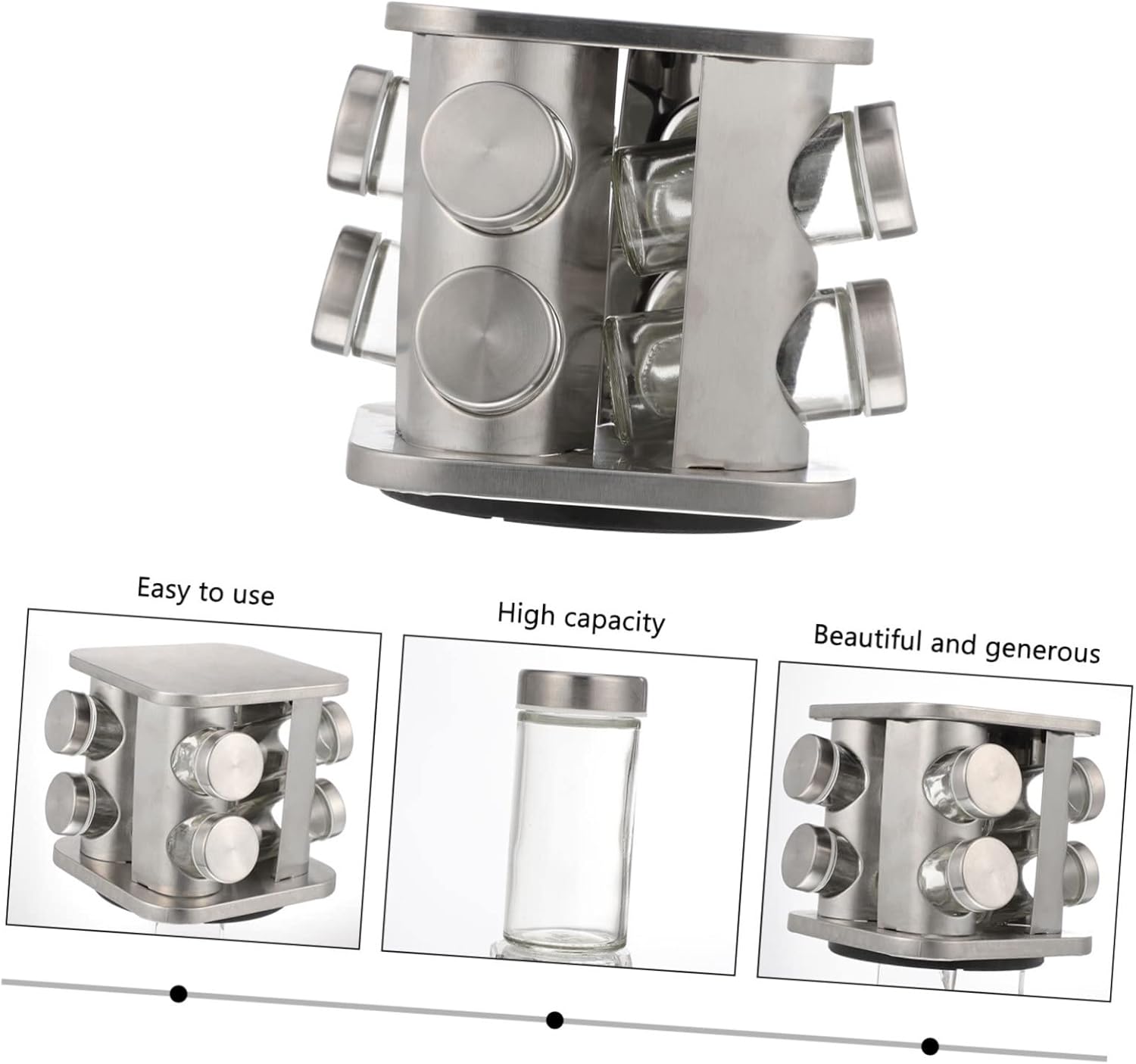 Modern Design Salt Pepper Jars Kitchen Spice Rack Seasoning Bottles Stainless Container Lid
