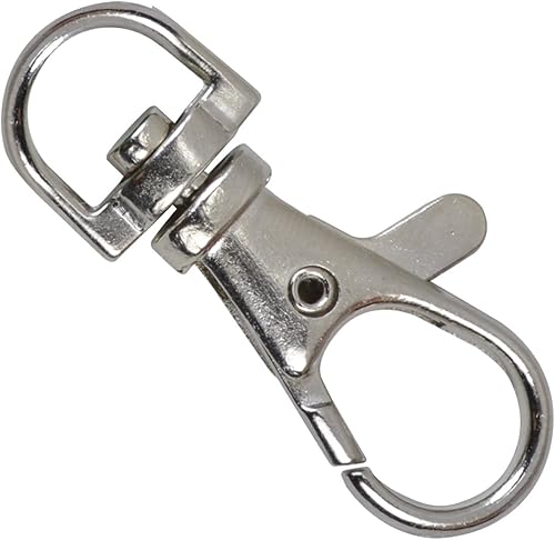Specialist ID - Lote de 50 ganchos de metal de alta calidad con pinza de gatillo y anillo giratorio en D de 1,5 pulgadas (plateado)