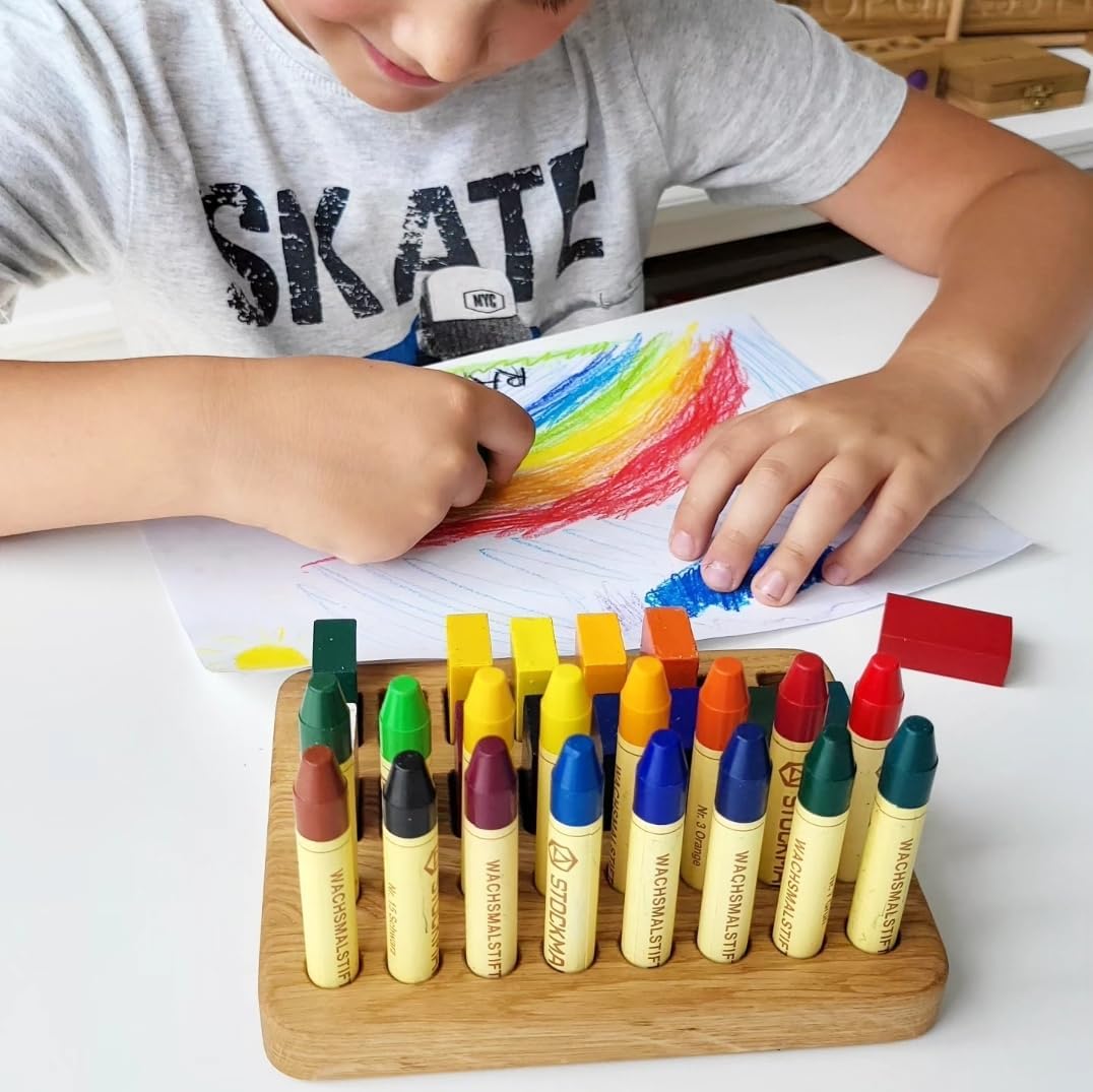 Waldorf crayon holder for Stockmar 16 blocks and 16 sticks rectangular, gift for kids, desk organization, crayons are not included