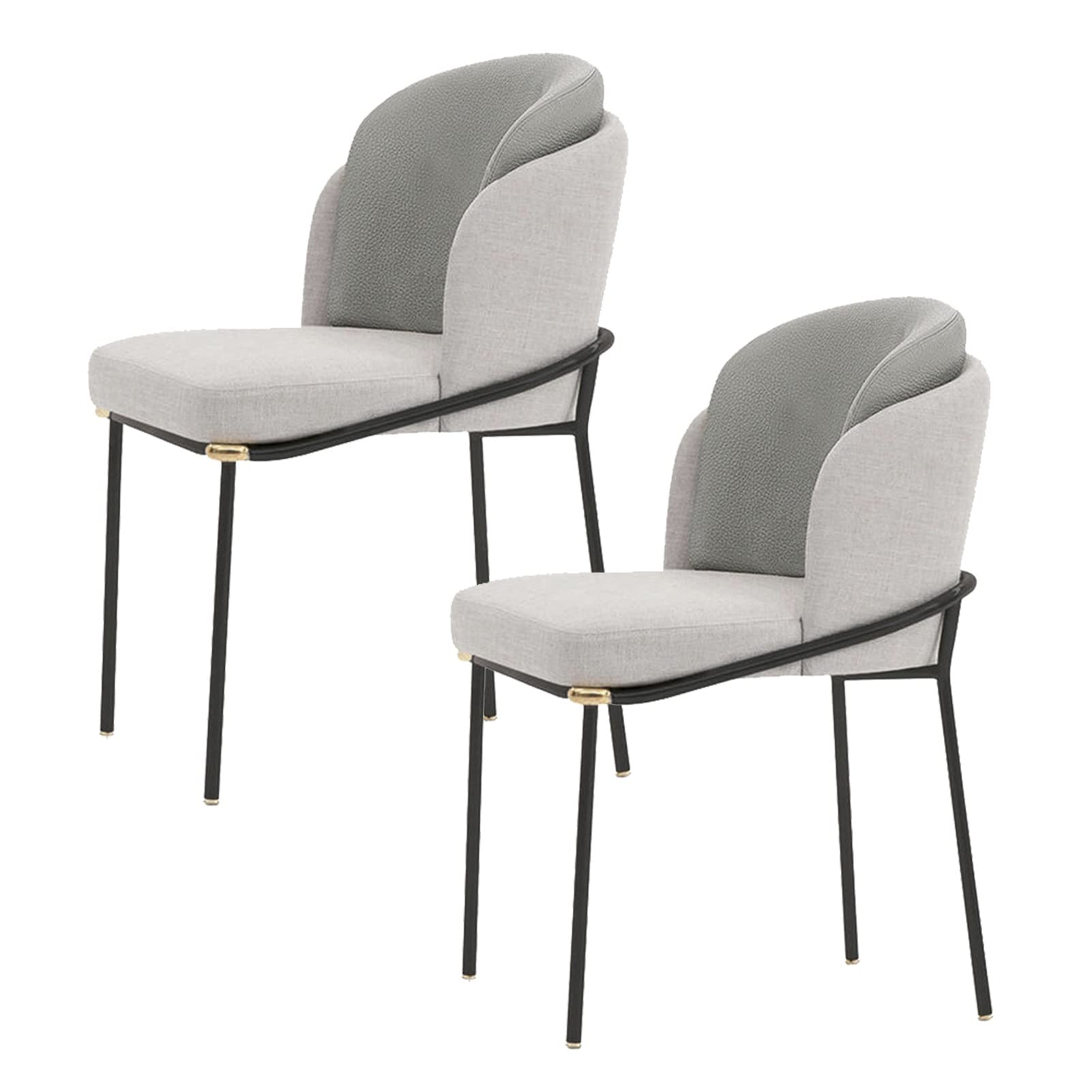 SJIALEN Dining Chairs Set of 2, Household Casual Makeup Stool Hotel Bedroom Comfortable Chairs Upholstered Chairs Kitchen Chair (Color : Beige+Light Grey, Size : 53x59x83cm)