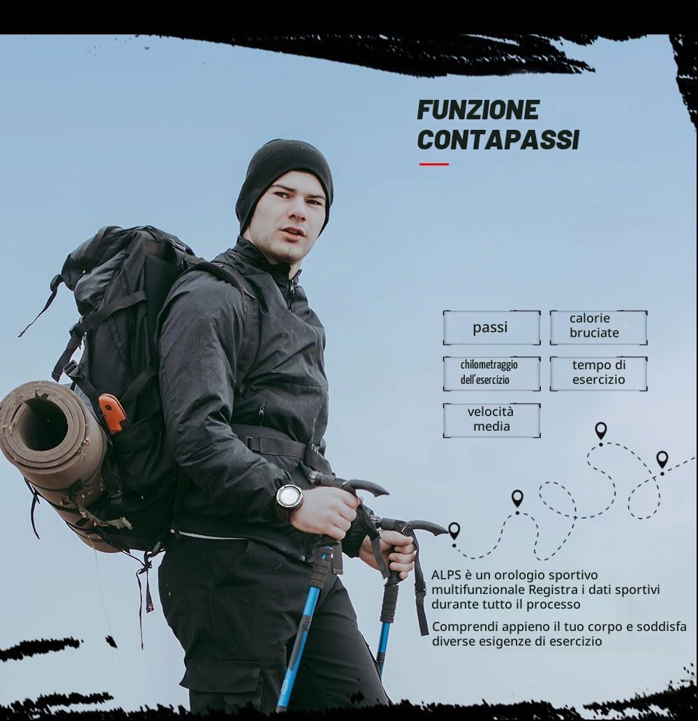 NORTH EDGE Orologio Militare da Uomo Orologio Sportivo in Fibra di Carbonio Impermeabile 50M, Display Dati, Cinturino in Nylon, Orologio da Trekking, Corsa e Avventura