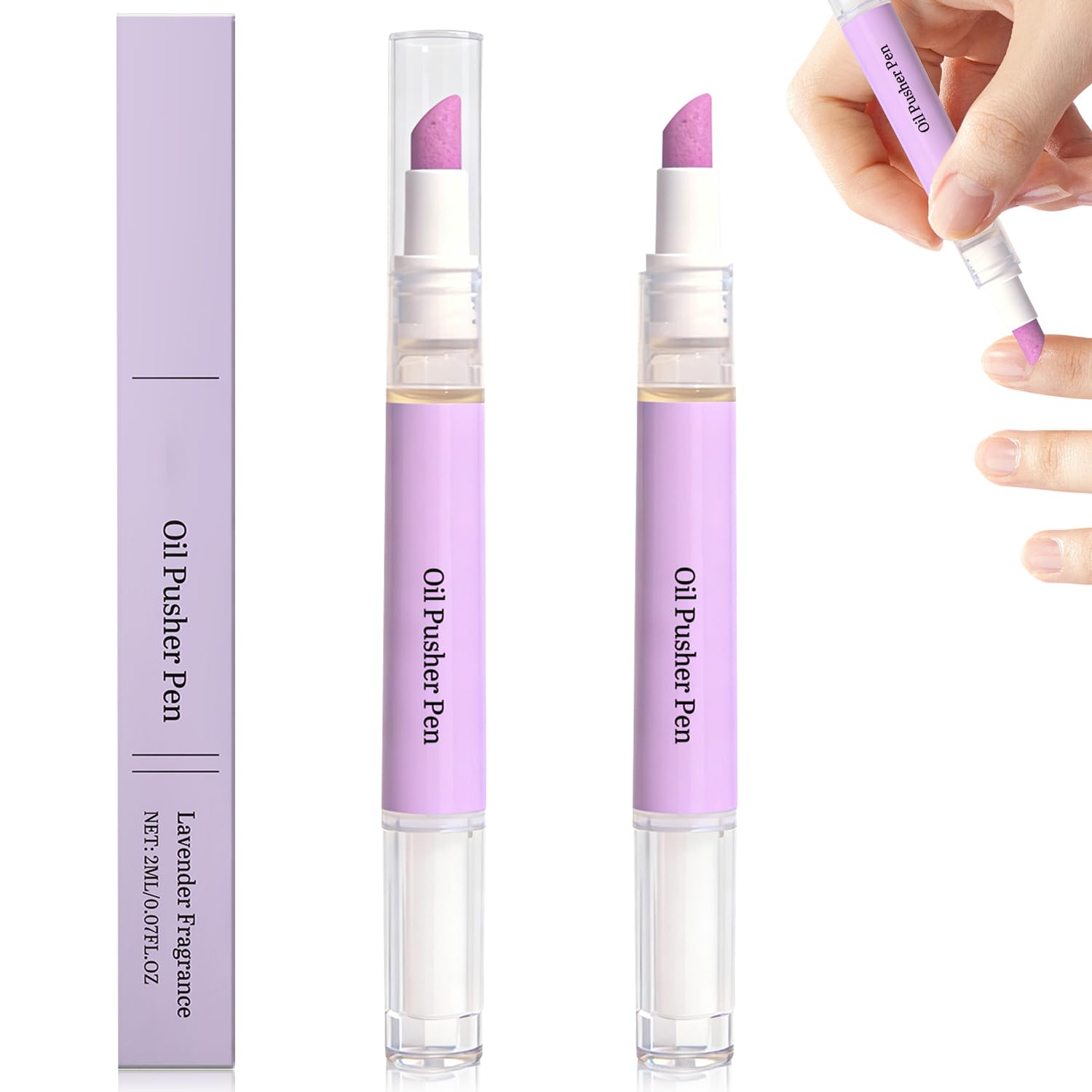 2pcs 2-in-1 Cuticle Oil Pusher Pen, 2026 New Ceramic Cuticle Pusher & Oil Pen, Nail Care Tool for Dry Damaged Nails Hangnails Moisturiz Polish Brighten