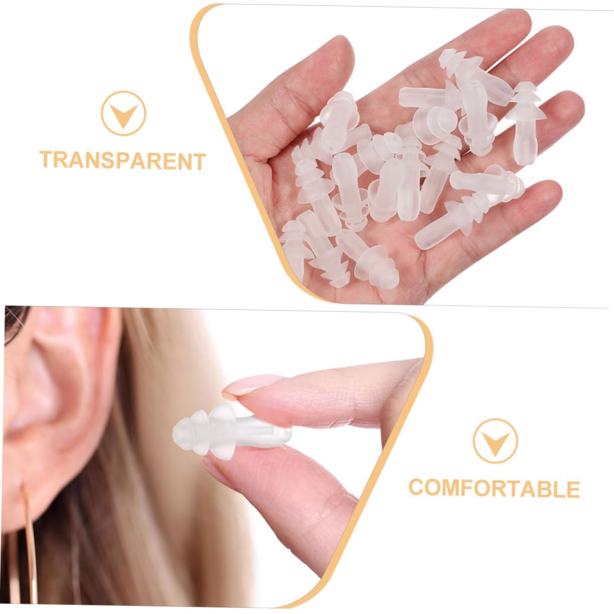 GLEAVI 250pares Tapones De Oído De Silicona y Flexibles Reducción De Ruido Eficaz Para Estudio y Impermeables y Reutilizables Transparentes