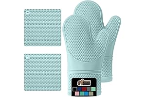 Gorilla Grip Heat and Slip Resistant 4 Piece Silicone Oven Mitt and Trivets Set